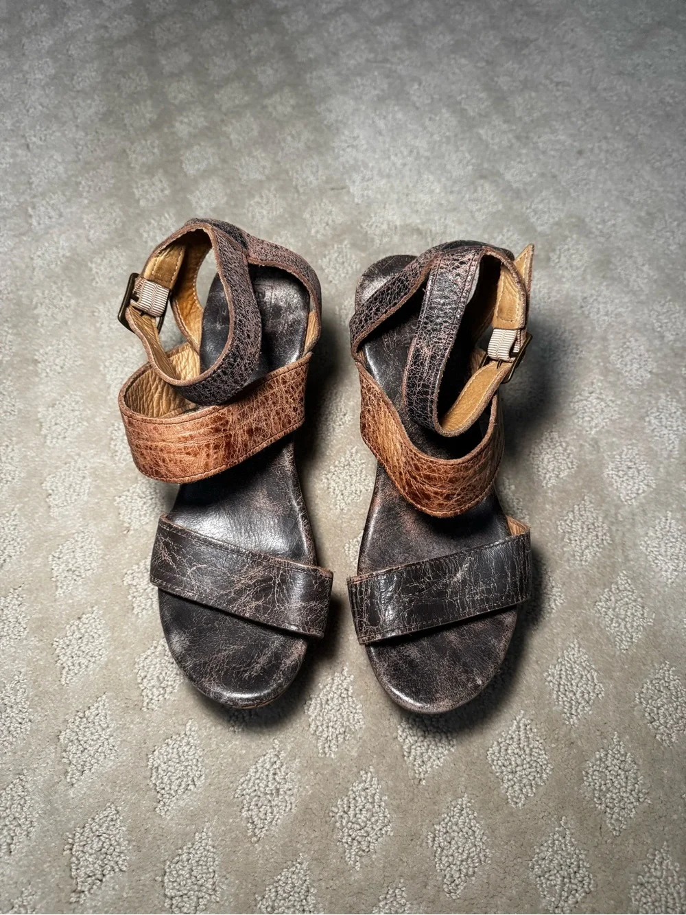 Bedstu Leather Platform Sandal with Wood Heel